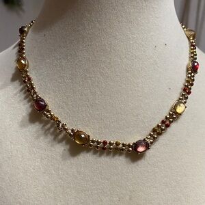 Monet Gold Necklace with Red and Yellow Accents